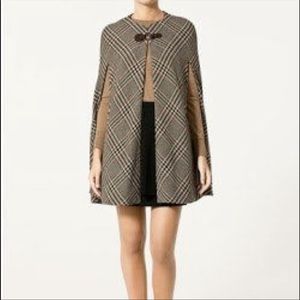 Zara Plaid Cape in Brown and Black